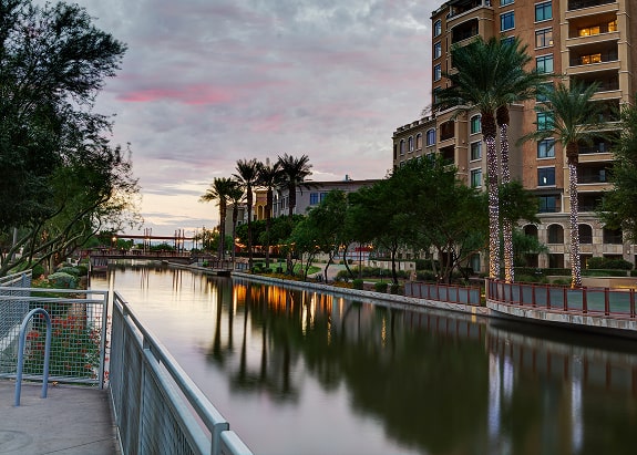 Arizona Canal and South bridge in the distance.